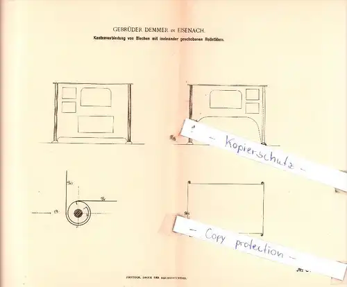 Original Patent  - Gebrüder Demmer in Eisenach 1892 , Maschinenelemente !!!