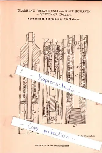 Original Patent  - Wladislaw Pruszkowski und Josef Howarth in Schodnica , Galizien , 1899 , !!!