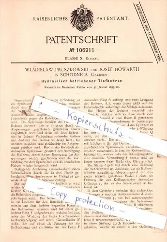 Original Patent  - Wladislaw Pruszkowski und Josef Howarth in Schodnica , Galizien , 1899 , !!!