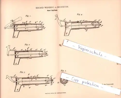 Original Patent  - Eduard Weinberg in Neustettin , 1893 , Hebel-Zapfhahn !!!