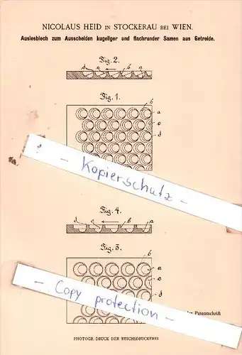 Original Patent  - Nicolaus Heid in Stockerau bei Wien , 1900 , Auslesblech !!!