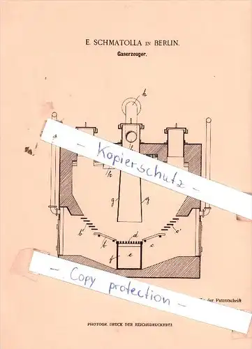 Original Patent  - E. Schmatolla in Berlin , 1914 , Gaserzeuger !!!