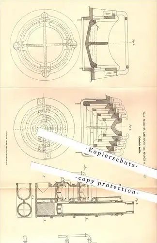 original Patent - Wwe. Martha Amtmann geb. Mason in Breslau , 1878 , Entlastete Ventile , Ventil , Maschinen , Pumpen !!