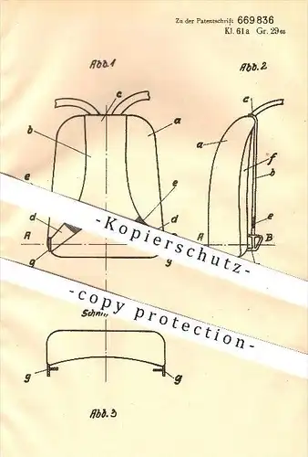 original Patent - Drägerwerk Heinr. & Bernh. Dräger in Lübeck , 1932 , Traggehäuse für Atemschutzgeräte , Rucksack !!!