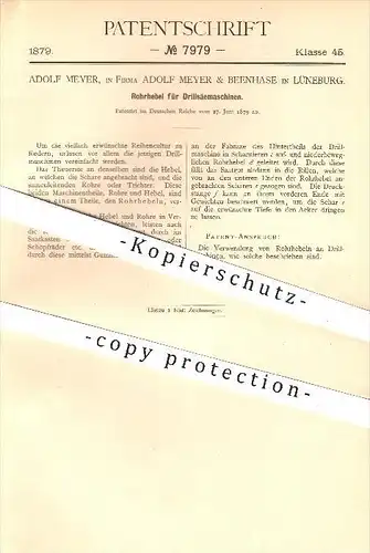 original Patent - Adolf Meyer & Beenhase in Lüneburg , 1879 , Rohrhebel für Drillsäemaschinen , Drillen , Landwirtschaft