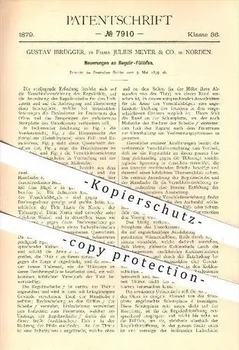 original Patent - Gustav Ibrügger , Julius Meyer & Co. in Norden , 1879 , Regulier - Füllofen , Ofen , Öfen , Ofenbauer