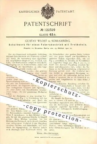 original Patent - Gustav Wlost in Schramberg , 1900 , Schaltwerk für einen Fahrradantrieb mit Pedal , Fahrrad , Antrieb