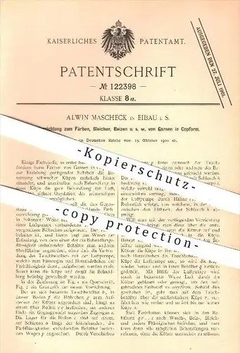 original Patent - Alwin Maschek in Eibau i. S. , 1900 , Färben , Bleichen , Beizen von Garn in Kopform , Farbe , Garne !