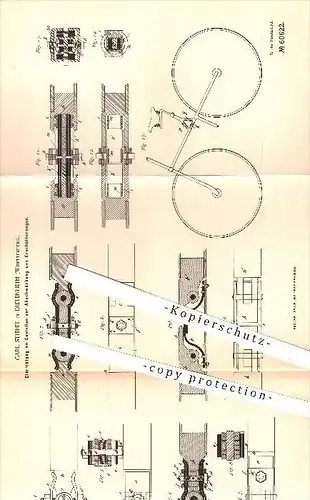 original Patent - Carl Stiefet , Dietenheim , 1891 , Gestelle zur Abschwächung von Erschütterungen , Maschinen , Gelenke