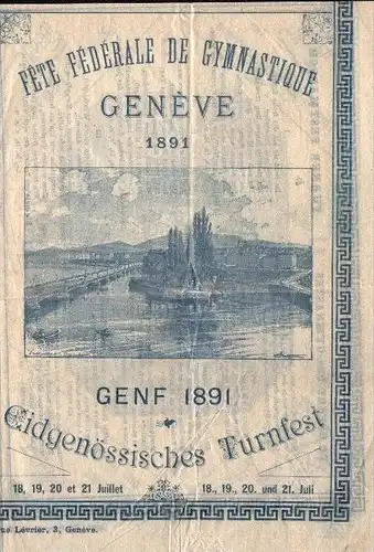 Programm zum Turnfest in Genf / Geneve 1891 , große Rarität !!!