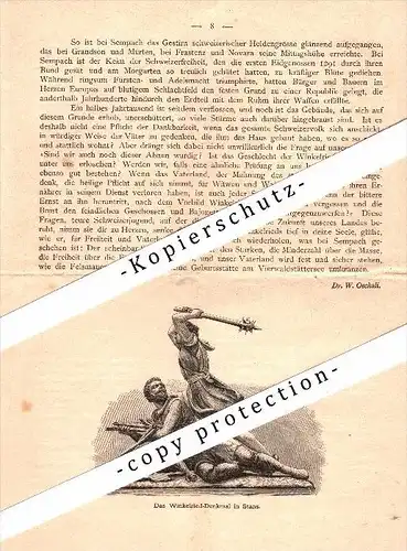 Gedenkblatt für die 500-jährige Schlachtfeier von Sempach , 1386-1886 , Winkelried-Stiftung , Schlacht !!!!
