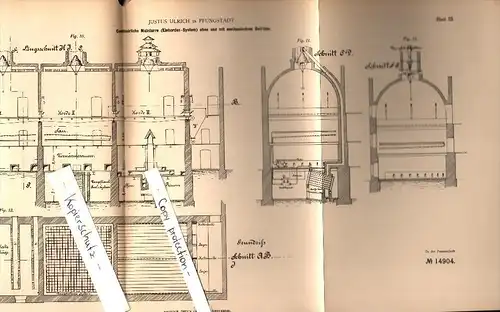 Original Patent - Justus Ulrich in Pfungstadt , 1880 , Malzdarre für Brauerei , Alkohol , Bier !!!