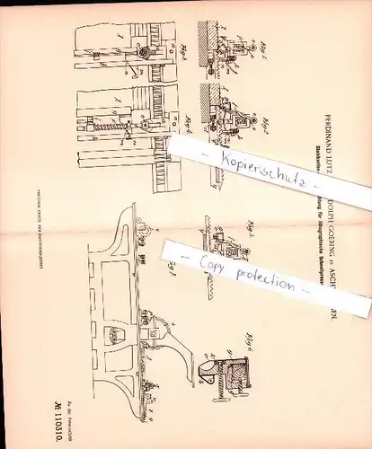 Original Patent - Ferdinand Lutz und Rudolph Goering in Aschersleben , 1898 , Putzapparat f. Pressen , Druckerei , Druck