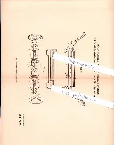 Original Patent - Hugo Richter in Wachwitzhöhe b. Dresden , 1898 , Gebiß mit Spreiztheilen ,  Pferde !!!