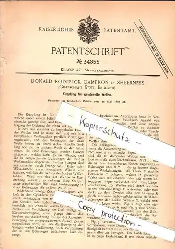 Original Patent - Donald Roderick Cameron in Sheerness , Kent , 1885 , Coupling for shafts, mechanical engineering !!!