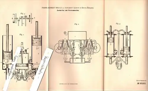 Original Patent - F. Briggs in Torquay , County of Devon , 1896 , Two-stroke kerosene engine !!!