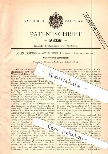 Original Patent - John Jardine in Motherwell , Lanark , 1896 , Steam boiler for steam engine , Scotland !!