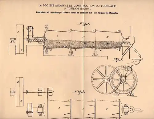 Original Patentschrift - La Société de Construction du Tournaisis dans Tournai , 1901 , Moulin à ciment !!!