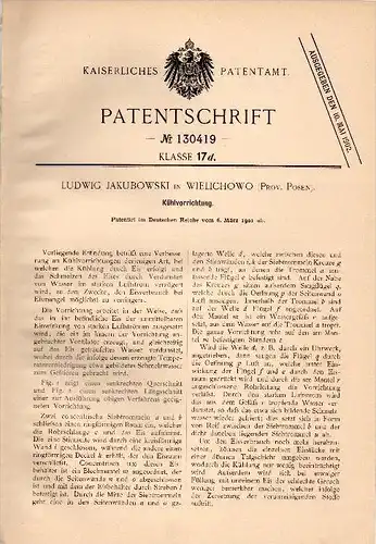 Original Patentschrift - L. Jakubowski in Wielichowo , 1901 , Kühlapparat , Eis , Klimaanlage , Wiesenstadt !!!