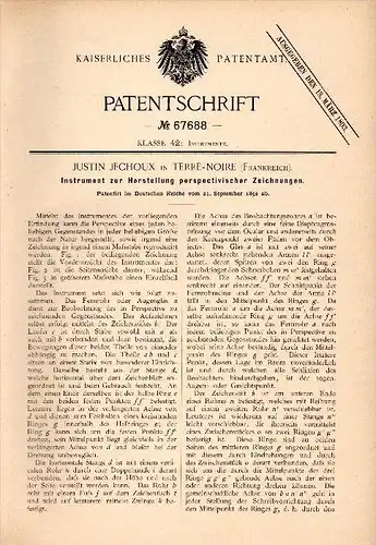 Original Patentschrift - J. Jechoux dans Terrenoire , 1892 , Appareil pour les dessins , Saint Jean Bonnefonds !!!
