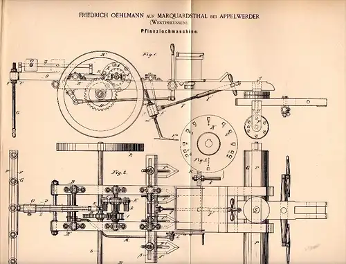 Original Patentschrift -F. Oehlmann auf Marquardsthal b. Appelwerder , 1892 , Märkisch Friedland / Miros&#322;awiec !!!