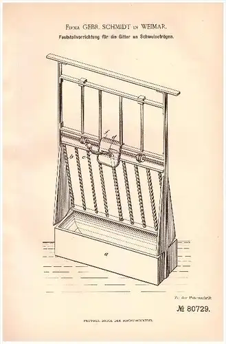 Original Patentschrift - Gebr. Schmidt in Weimar , 1894 , Schweinetrog , Schweinezucht , Schweine , Tierzucht , Agrar !!