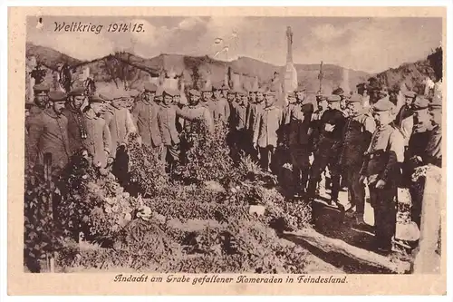 Feldpost 1916 , Weltkrieg 1914/15 , Inf. Rgt 77 , 6. Kompanie , 111 Inf. Division , Landsturm , Andacht am Grabe , Grab