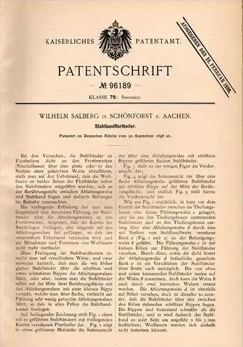Original Patentschrift - W. Salberg in Schönforst b. Aachen , 1896 , Florteiler für Spinnerei , Spinnen , Wolle !!!