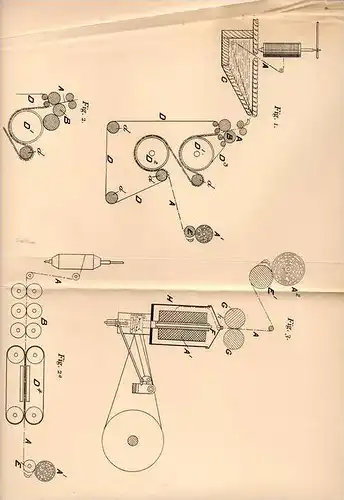 Original Patentschrift - G. Young und M. Waddell in Ballymena , Irland , 1905 , Spinnen von Flachs , Spinnerei !!!