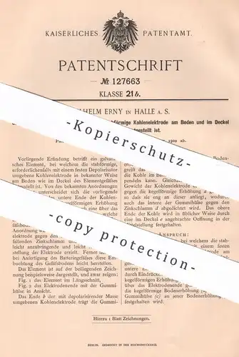 original Patent - Wilhelm Erny , Halle / Saale | 1900 | Galvanisches Element | Elektrode | Akku , Batterie , Polarisator