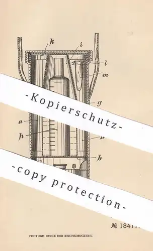 original Patent - Anna Müller geb. Hübner , Breslau , Polen , 1906 , Milchanwärmer | Vorwärmer für Milch | Milchflasche