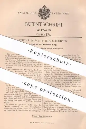 original Patent - Feucht & Fabi , Leipzig / Reudnitz 1900 , Abfallrohr f. Dachrinnen | Dachrinne , Rohr , Rohre , Dach