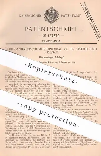 original Patent - Berlin Anhaltische Maschinenbau AG Dessau | 1901 | Mehrspindeliger Bohrkopf | Bohrer | Bohrmaschine