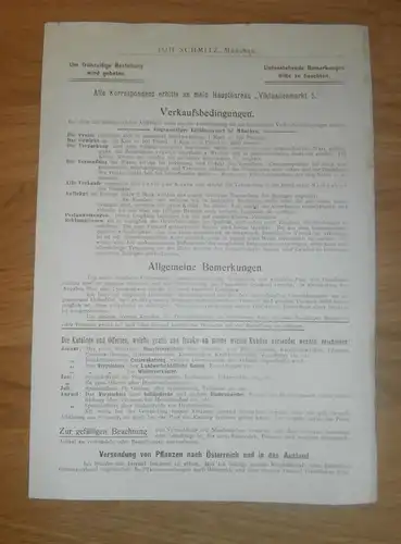 Johann Schmitz München , 1905 , königl. Hoflieferant , Werbung / Reklame , Pflanzen , Obst , Gärtnerei , Blumen !!!