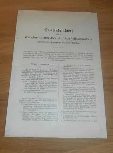 Polizeiliche Vorschrift , 1910 , Sicherung der Lustbarkeiten in München , Armenpflege , Polizei , Satzung , Magistrat !!