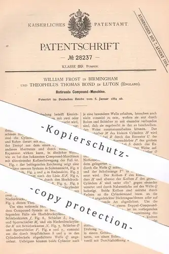 original Patent - William Frost , Birmingham | Theophilus Thomas Bond , Luton England , 1884 , Compound Maschine | Pumpe