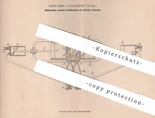 original Patent - Josef Eder , Gloggnitz Österreich , 1902 , Kraftmaschine | Motor , Motoren , Gasmotor , Dampfmaschine