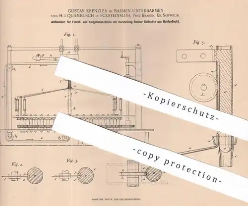 original Patent - Gustav Krenzler , Barmen Unterbarmen | H. J. Quambusch , Ecksteinsloh , Braken | Flechten , Klöppeln