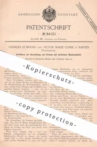original Patent - Charles le Bourg & Victor Marie Cossé , Nantes , Frankreich , 1894 , Form , Formen | Guss , Kunst !!