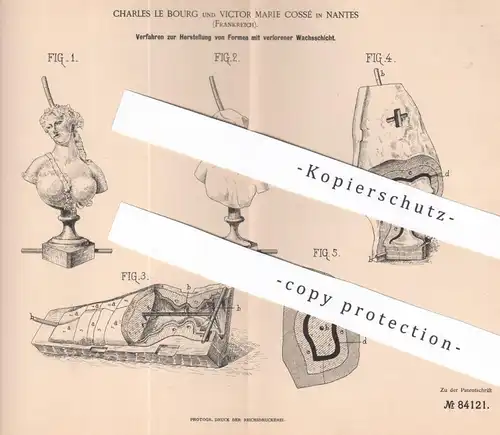 original Patent - Charles le Bourg & Victor Marie Cossé , Nantes , Frankreich , 1894 , Form , Formen | Guss , Kunst !!