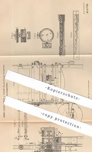 original Patent - Henri Carbonnelle , Calais , Pas-de-Calais Frankreich , 1887 , Kartenschlagmaschine | Webstuhl , Weben