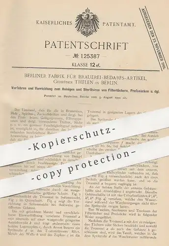 original Patent - Berliner Fabrik für Brauerei Bedarfs Artikel , Gebrüder Thelen , Berlin , 1900 | Filter - Tücher