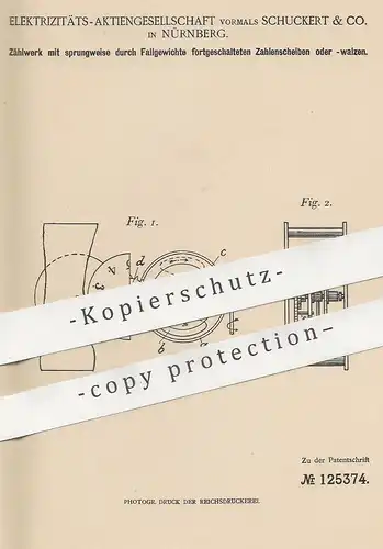 original Patent - Elektrizitäts-AG vorm. Schuckert & Co. Nürnberg | 1900 | Zählwerk , Zählscheibe | Stromzähler , Strom