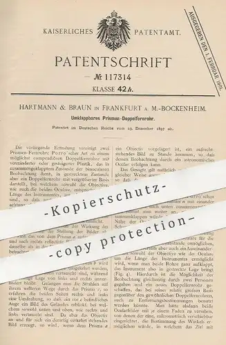 original Patent - Hartmann & Braun , Frankfurt a. M. / Bockenheim , 1897 , Prismen - Doppelfernrohr | Fernrohr , Prisma
