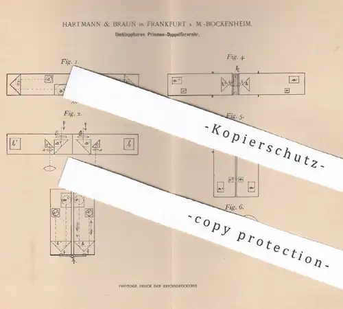 original Patent - Hartmann & Braun , Frankfurt a. M. / Bockenheim , 1897 , Prismen - Doppelfernrohr | Fernrohr , Prisma