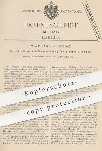 original Patent - Ewald Rasch , Potsdam , 1899 , Anlasser für Elektrolytlampen | Glühlampe , Lampe , Lampen , Licht !!