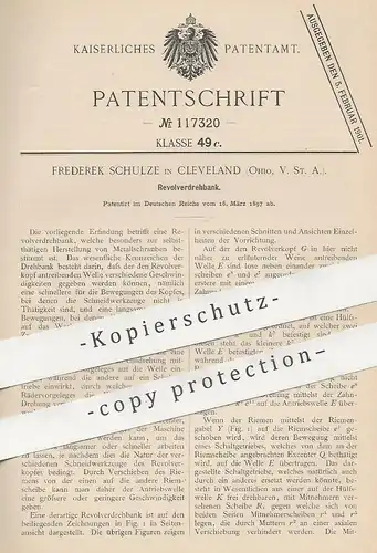 original Patent - Frederek Schulze , Cleveland , Ohio , USA , 1897 , Revolverdrehbank | Revolver - Drehbank | Waffen !!