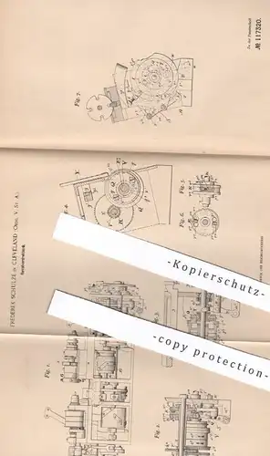 original Patent - Frederek Schulze , Cleveland , Ohio , USA , 1897 , Revolverdrehbank | Revolver - Drehbank | Waffen !!