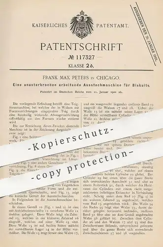 original Patent - Frank Max Peters , Chicago , 1900 , Ausstechmaschine für Bisquit | Kuchen , Teig | Bäcker , Bäckerei