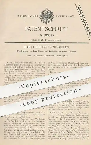 original Patent - Robert Dietrich , Merseburg , 1898 , Zerteilen gekochter Zellulose | Papier , Papierfabrik !!